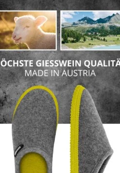 Giesswein Woolpops - Pantofole - Hellgrau Lime -Il Mondo Delle Scarpe d9ce2b5a7b09476b9ec152f90ab6cc9a